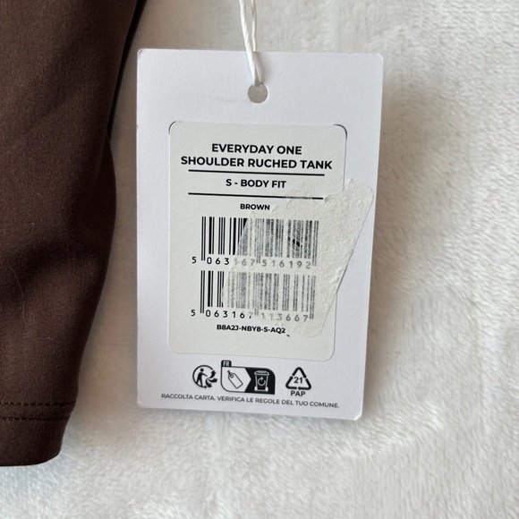 Gymshark womens brown Everyday One Shoulder Ruched Tank top size small NWT - Picture 5 of 9